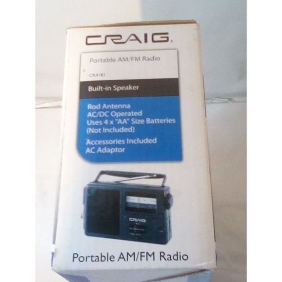 Craig (cr4181) portable lightweight am/fm radio with power supply & manual - Picture 2 of 5